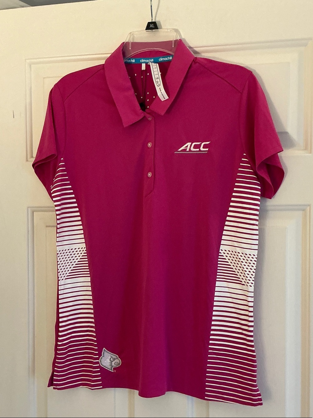 adidas Women's Climachill Polo Magenta & White ACC size Large NWT